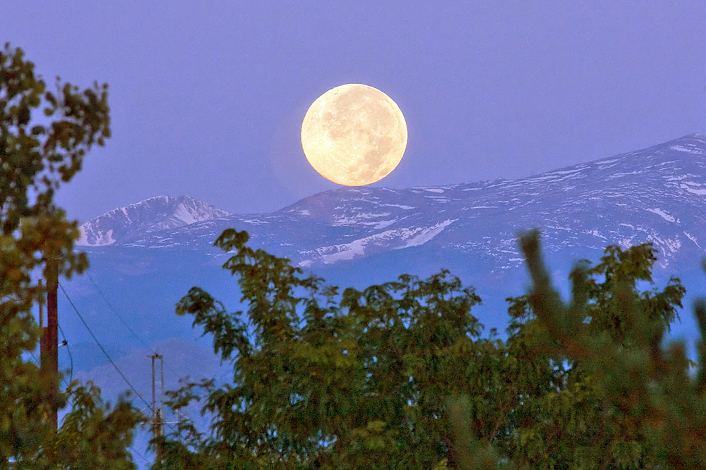 Moonset Over The Colorado Rocky Mountains
